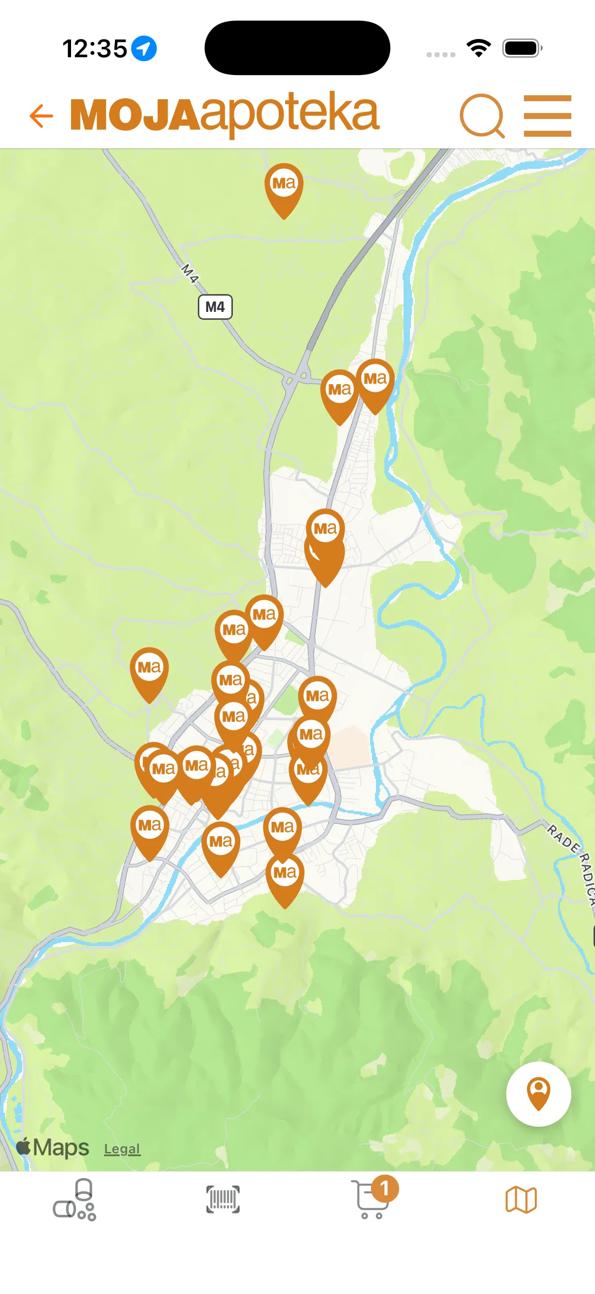 Mapa apoteka u aplikaciji